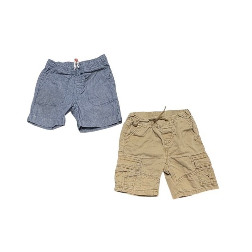 Cat & Jack Blue Chambray Shorts + Wonder Nation Tan Cargo Shorts 3T Toddler Set